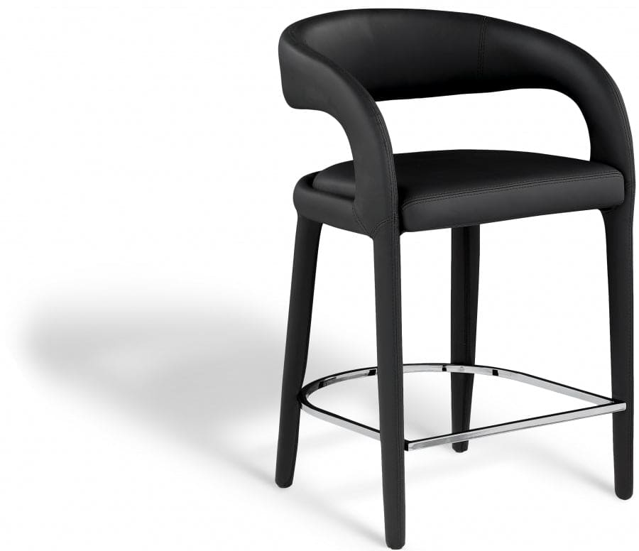 Sylvester Vegan Leather Counter Stool Black