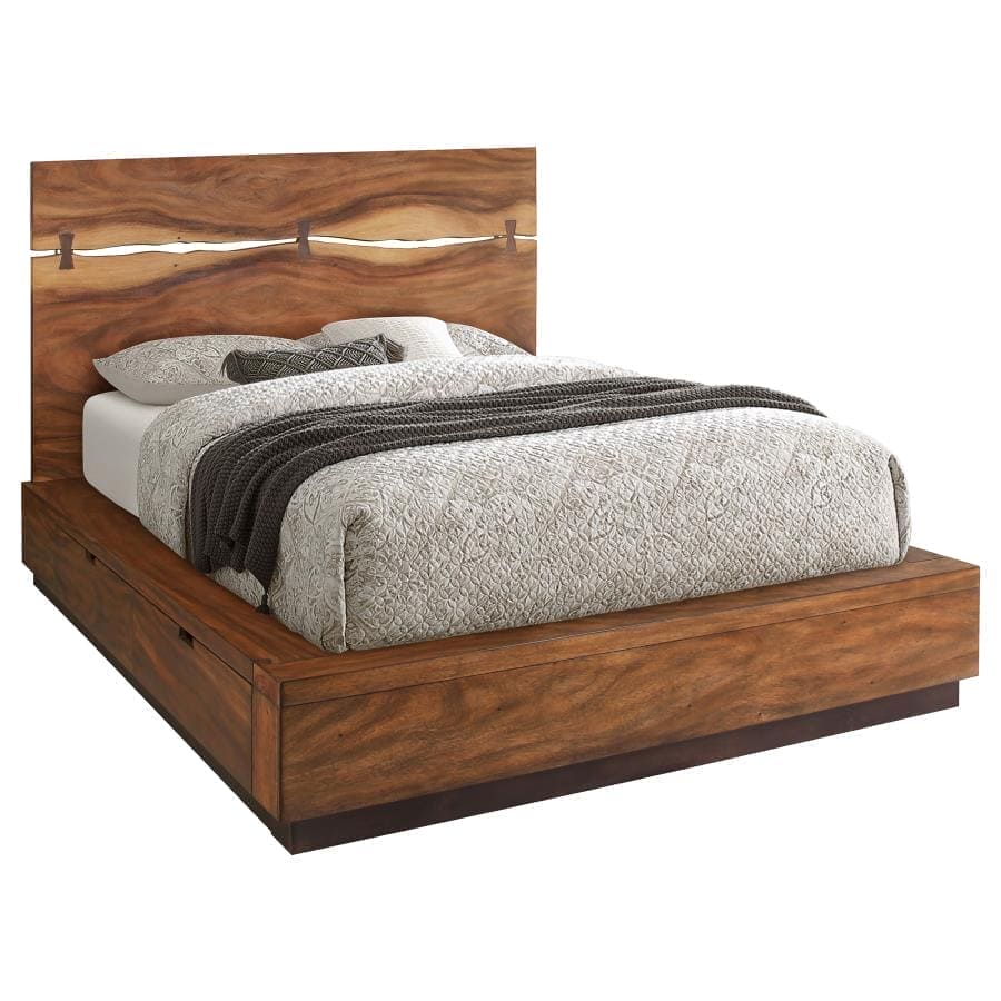 Winslow Storage Queen Bed Smokey Walnut and Coffee Bean