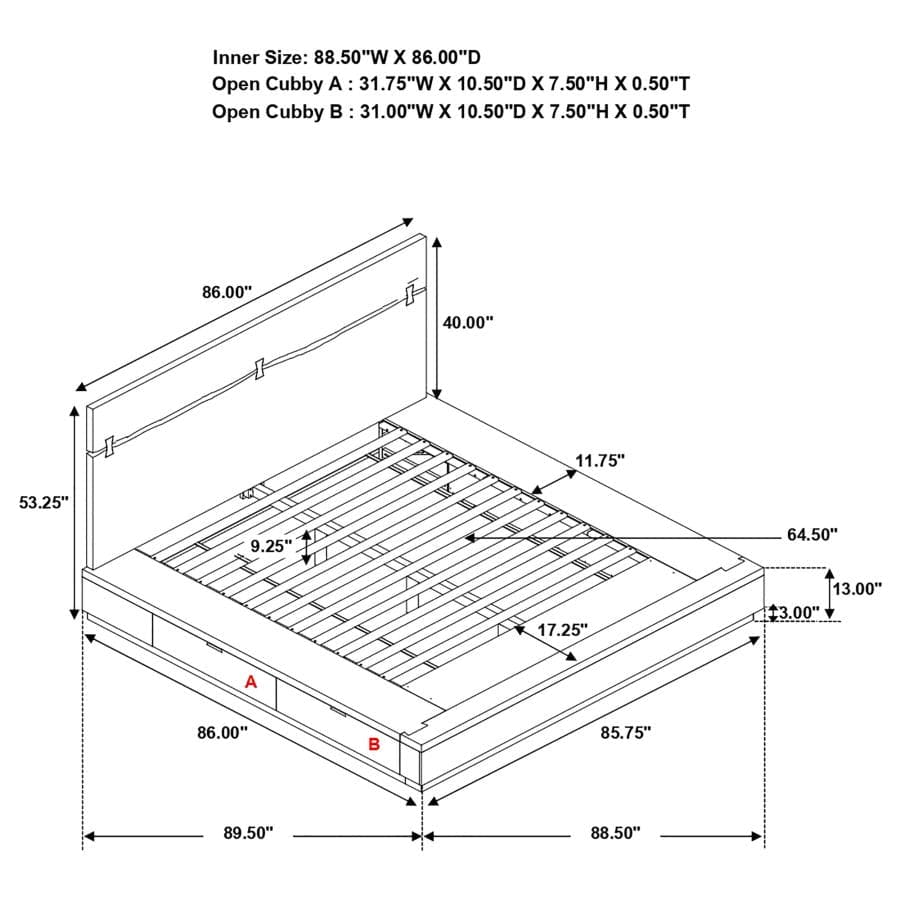 Winslow Storage Eastern King Bed Smokey Walnut and Coffee Bean