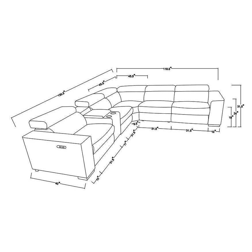 Picasso Power Reclining Sectional 6pcs Beige