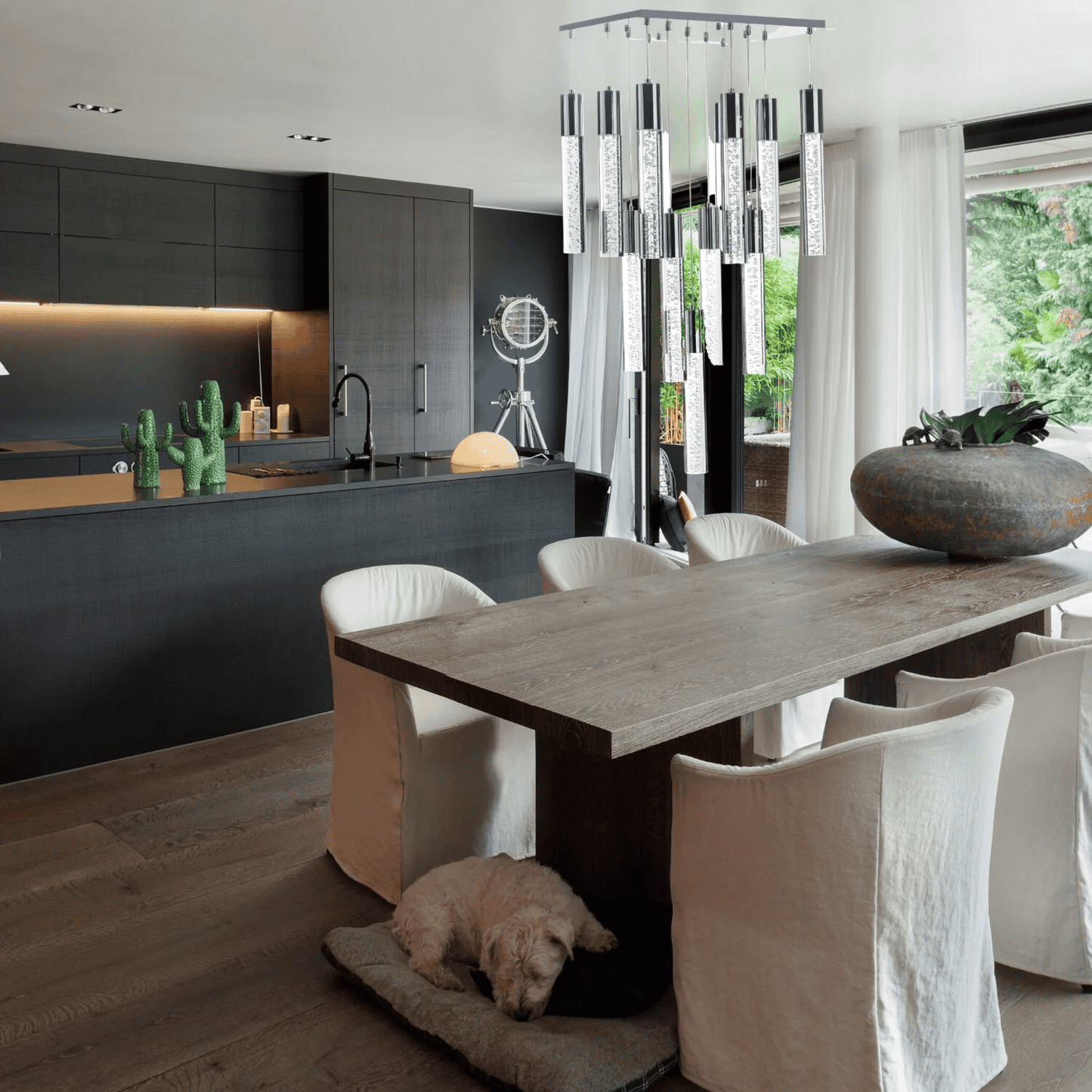 SPARKLING NIGHT CYLINDER CHANDELIER// 13 LIGHT