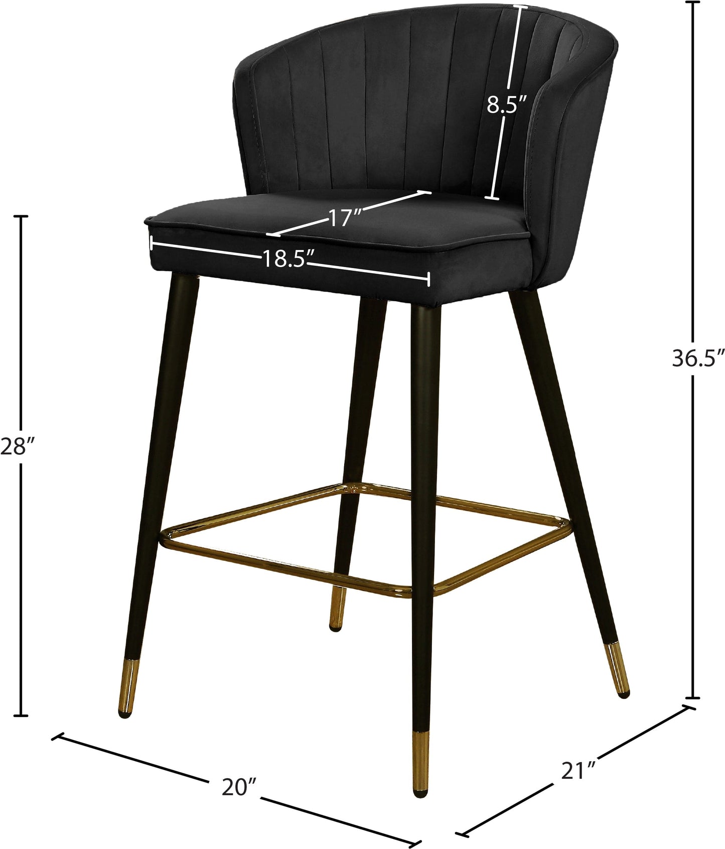 Cassie Velvet Upholstered Counter Stool (Set of 2)