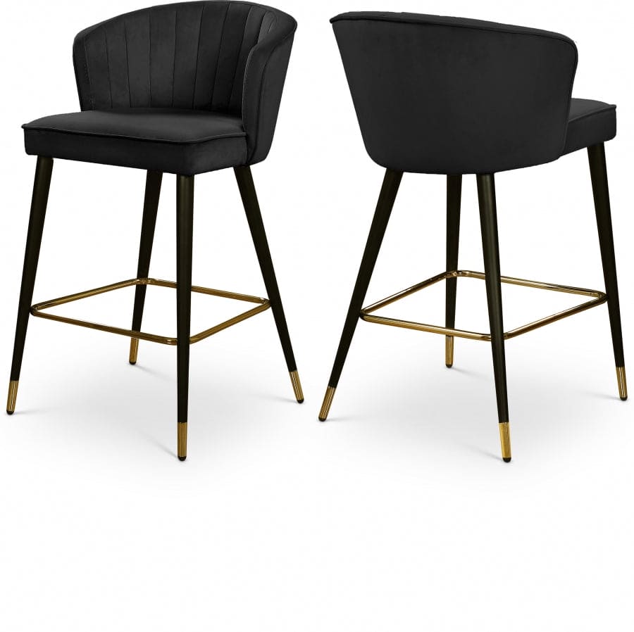 Cassie Velvet Upholstered Counter Stool (Set of 2)