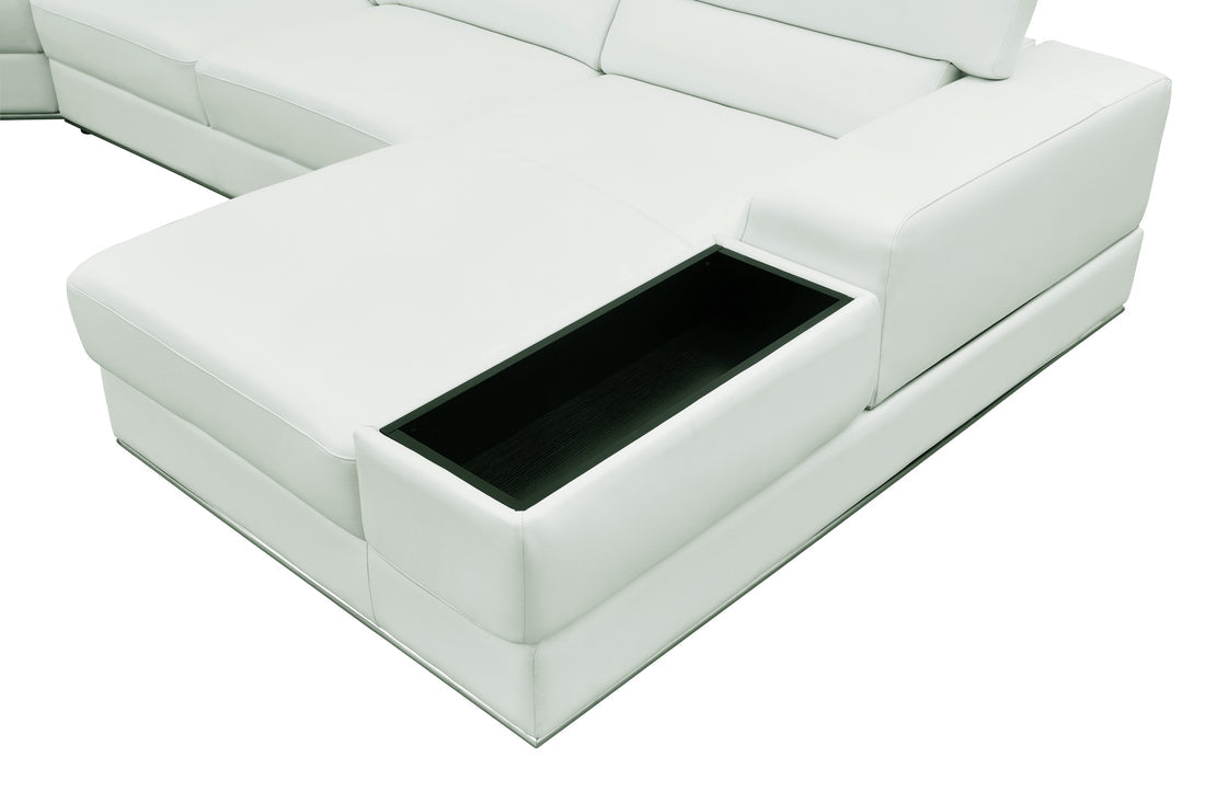 Nella Sectional Sofa | Italian Leather Match White