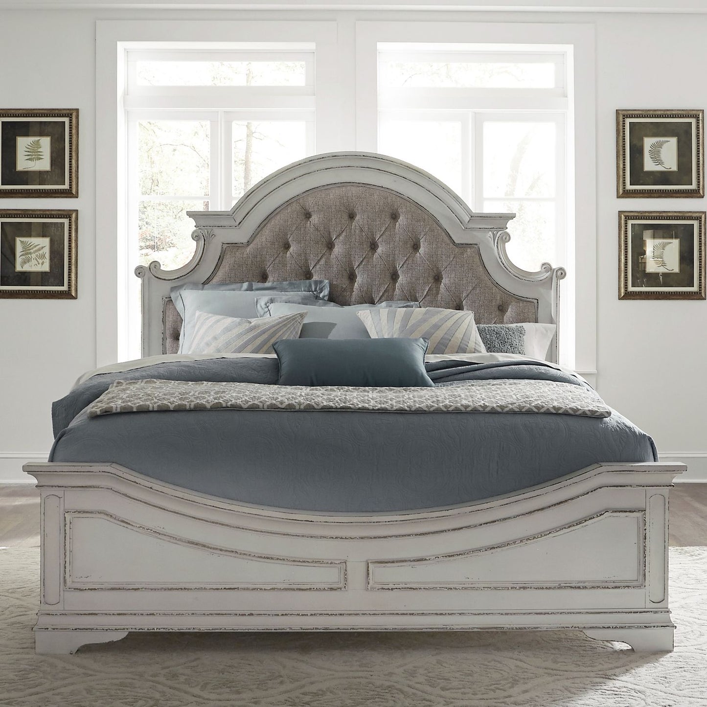 Magnolia Manor upholstered Queen Bed Antique White