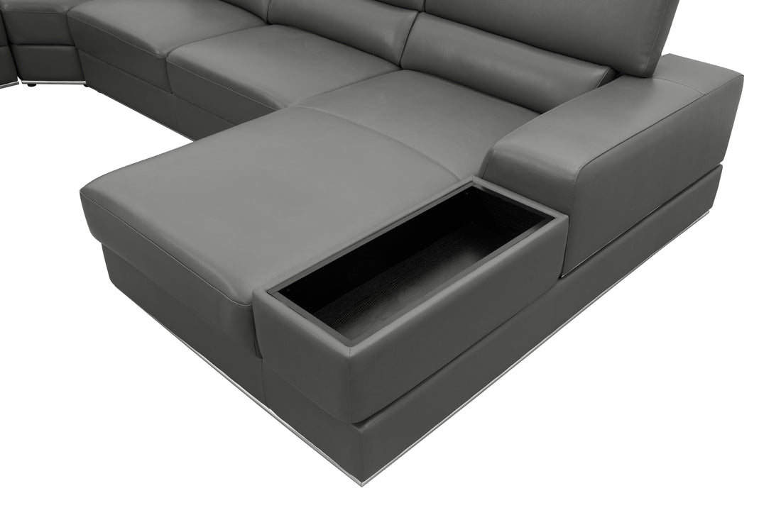 Nella Sectional Sofa | Italian Leather Match Dark Gray