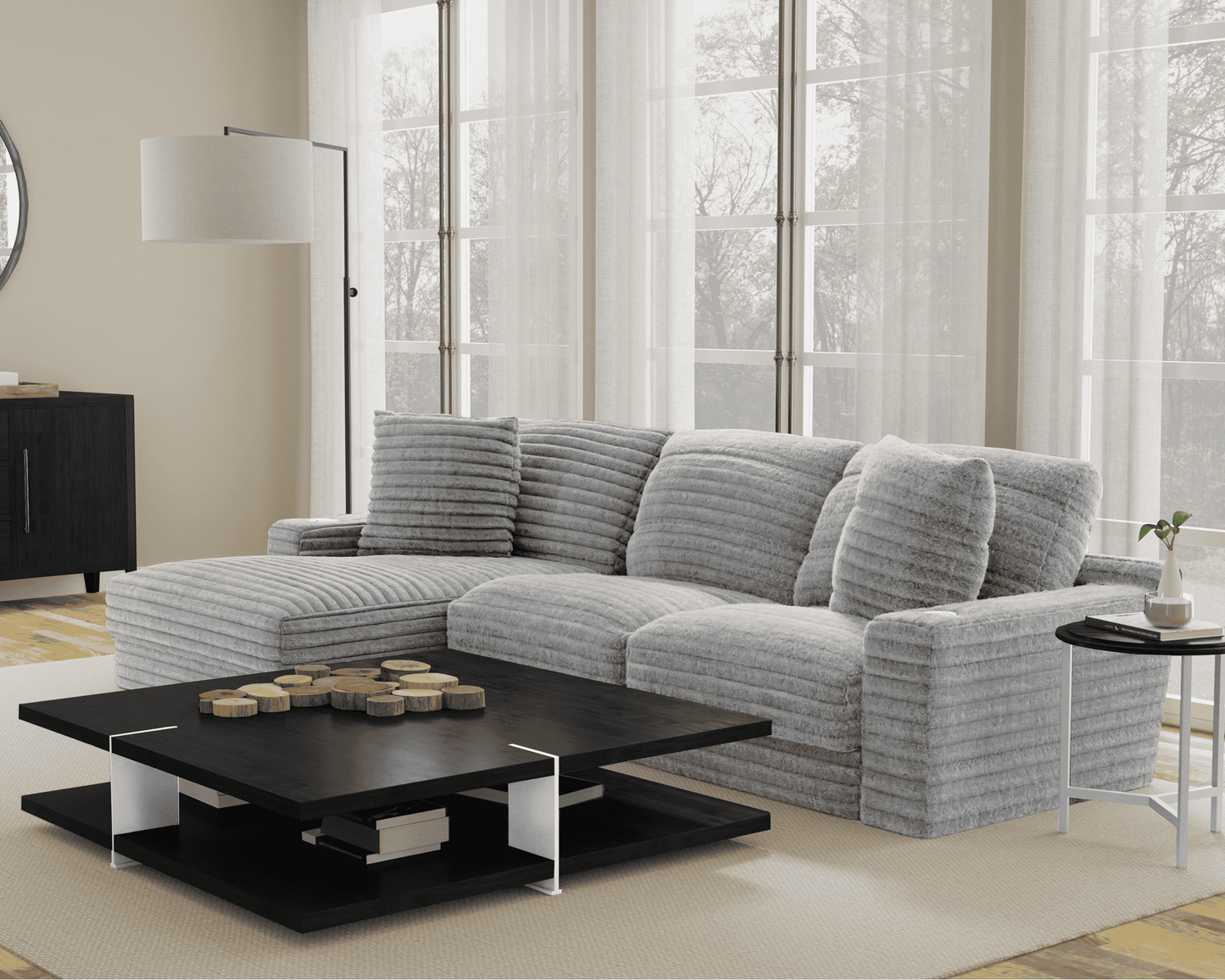 3045 Comfy Oyster Sectional Left Chaise