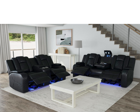 2pcs Carlo Black Reclining living room Set