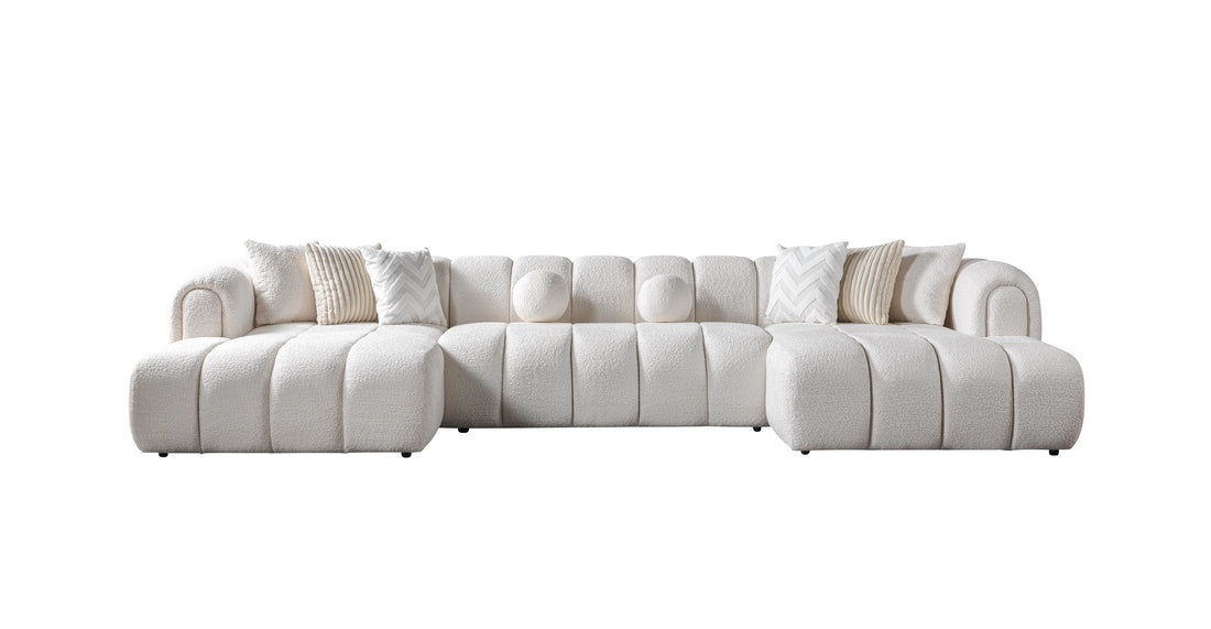 Lis Ivory Boucle Double Chaise 147" Sectional