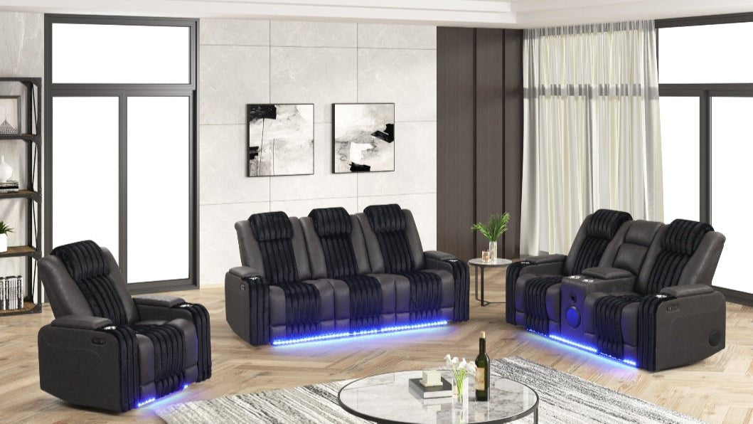 Lita 3pcs Power Reclining Set (Black)