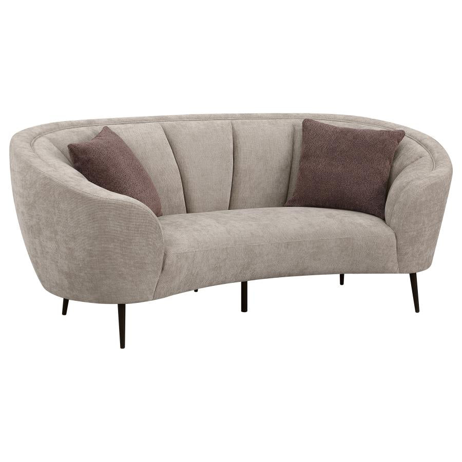 ELLORIE 2-PIECE UPHOLSTERED CURVED SOFA SET BEIGE