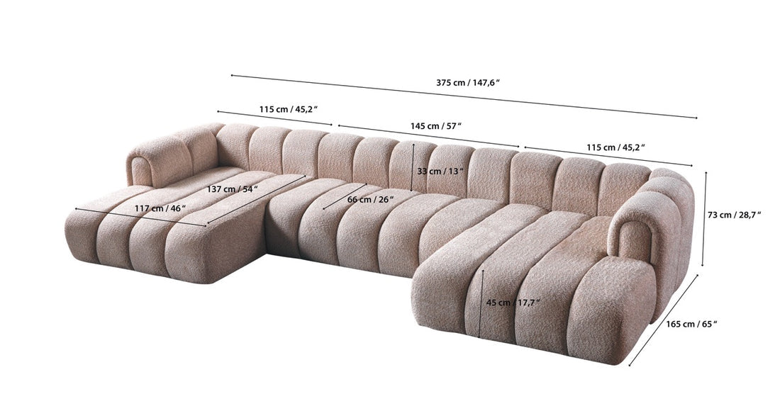 Lis Sand Boucle Double Chaise 147" Sectional