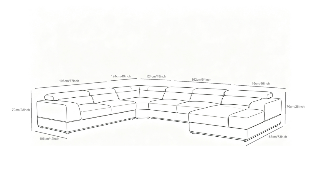 Nella Sectional Sofa | Italian Leather Match White