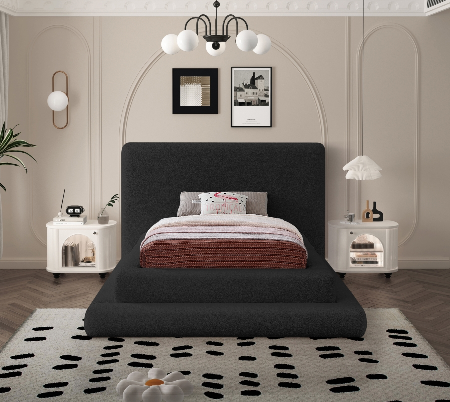 Dane Teddy Fabric Twin Bed - Black