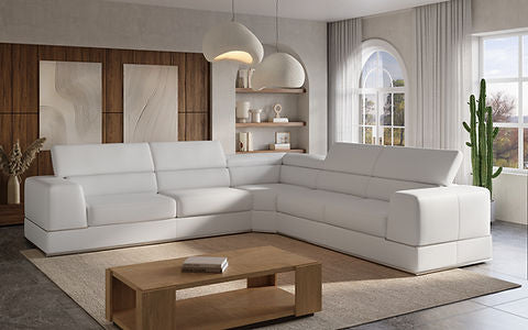 Pella (White) Italian Leather Sectional (3pcs)*