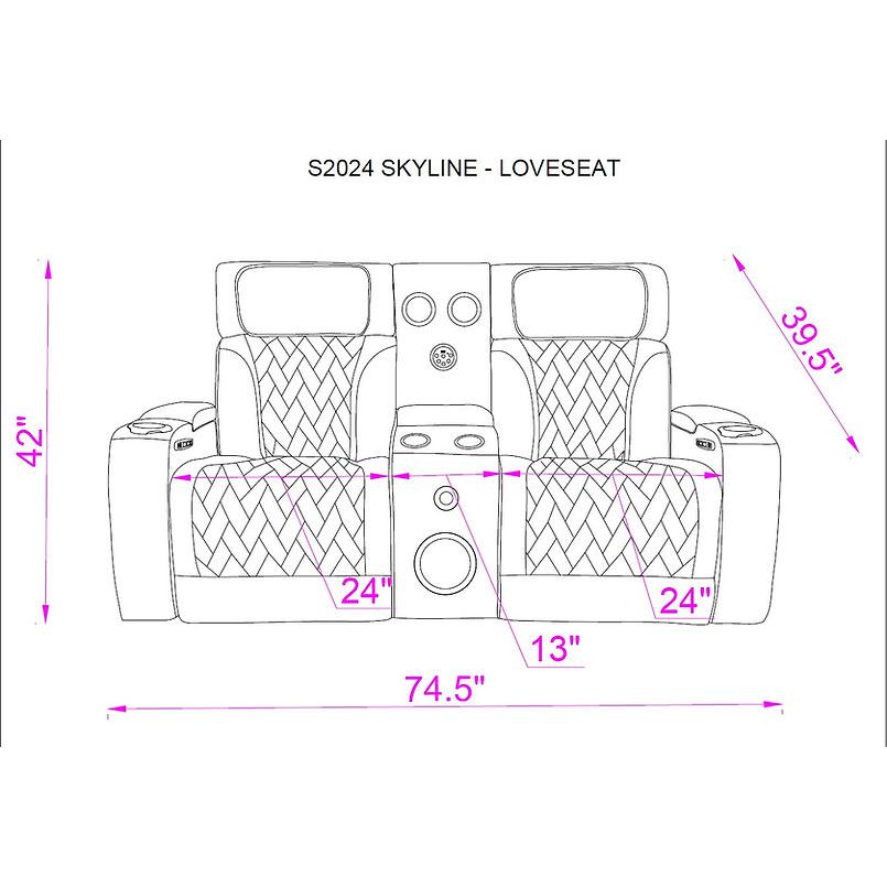 Skyline 3pcs Power Reclining Set (BLACK)