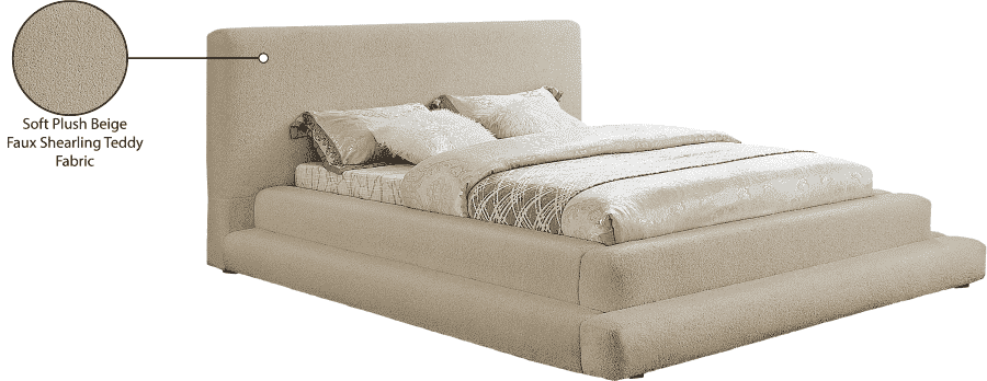 Dane Teddy Fabric King Bed - Beige