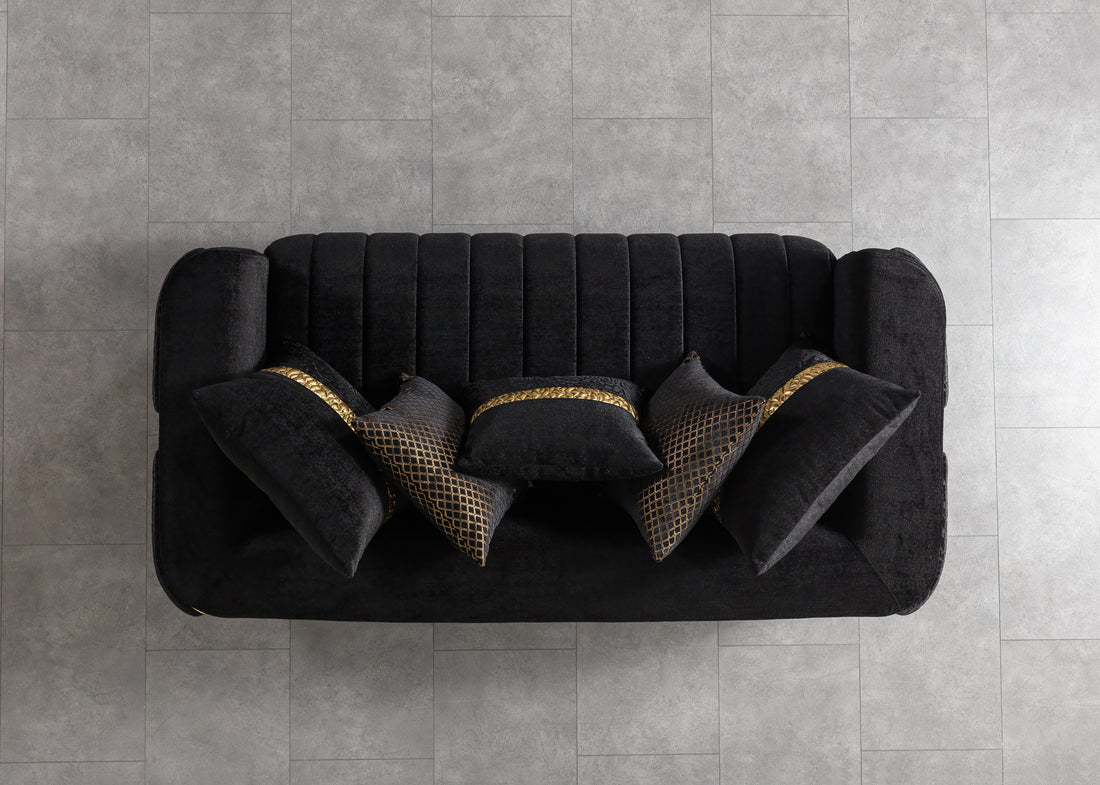 Carlina Black Velvet Loveseat