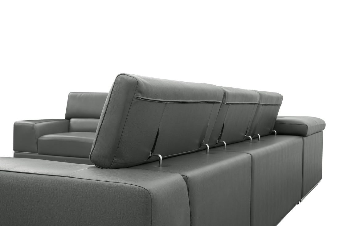 Nella Sectional Sofa | Italian Leather Match Dark Gray