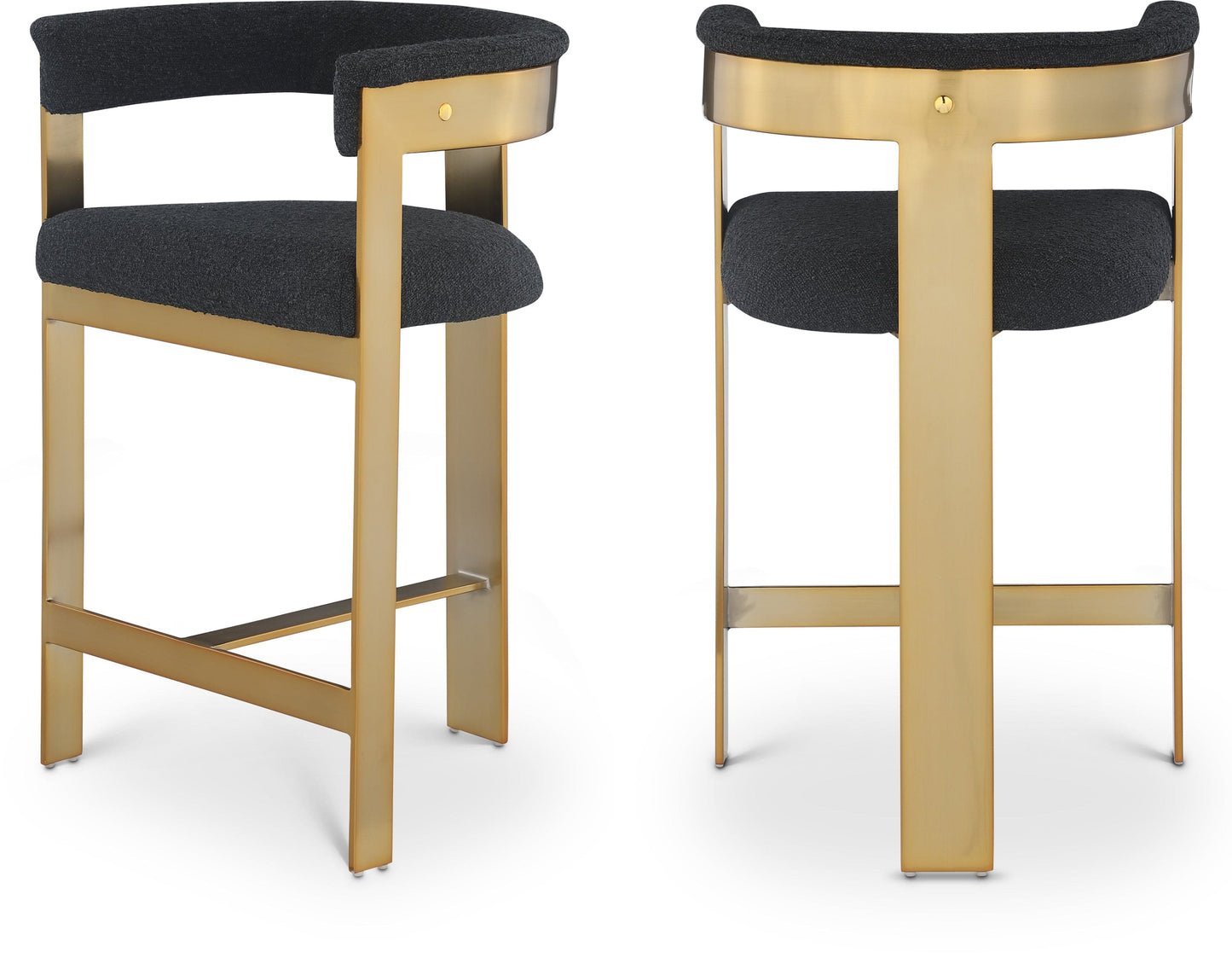 Romeo Boucle Black Fabric Bar / 2 Counter Stools
