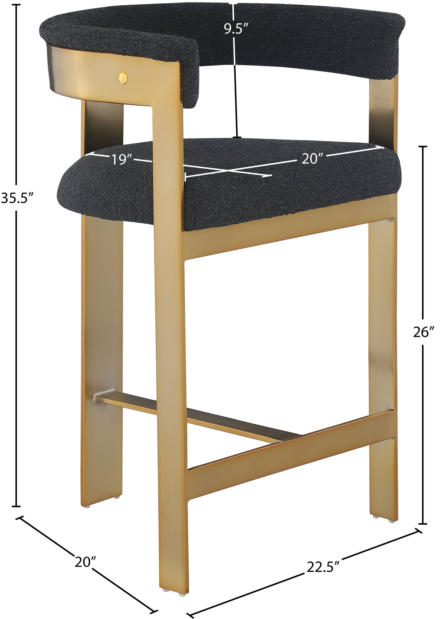 Romeo Boucle Black Fabric Bar / 2 Counter Stools