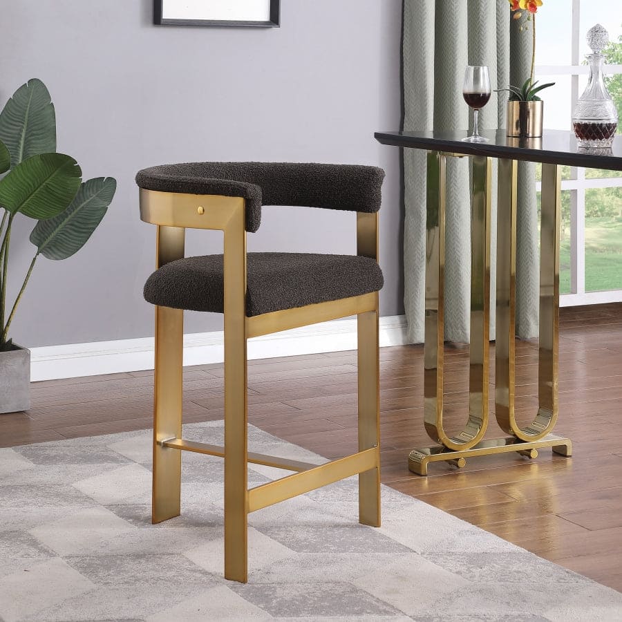 Romeo Boucle Brown Fabric Bar / 2 Counter Stools