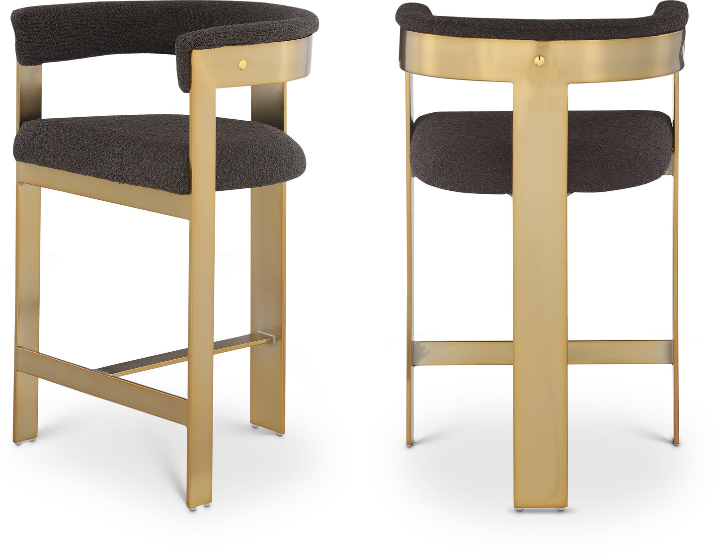 Romeo Boucle Brown Fabric Bar / 2 Counter Stools