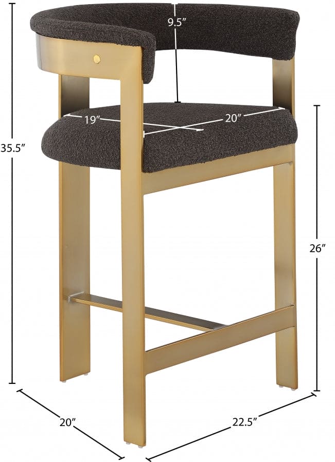 Romeo Boucle Brown Fabric Bar / 2 Counter Stools