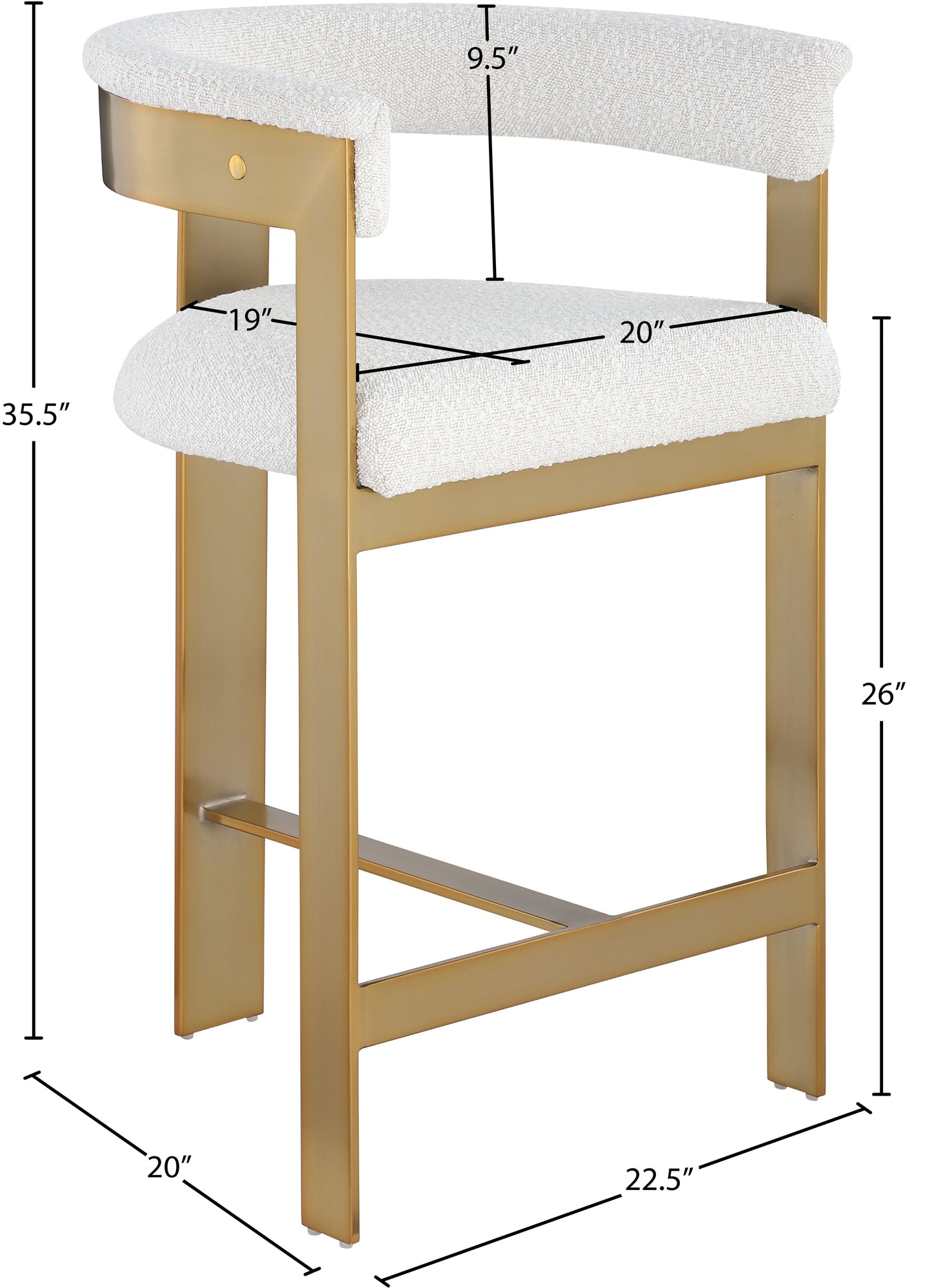 Romeo Boucle Cream Fabric Bar / 2 Counter Stools