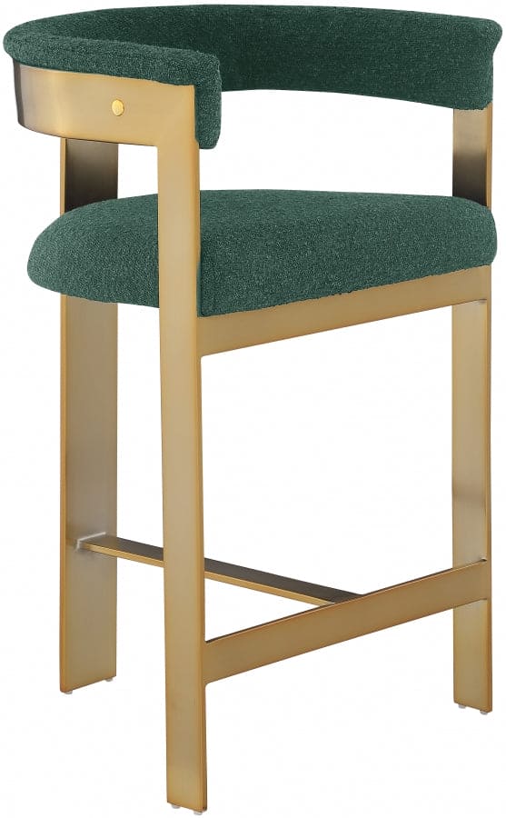 Romeo Boucle Green Fabric Bar / 2 Counter Stools