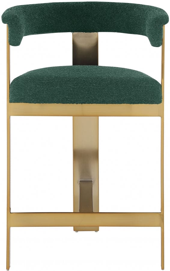 Romeo Boucle Green Fabric Bar / 2 Counter Stools