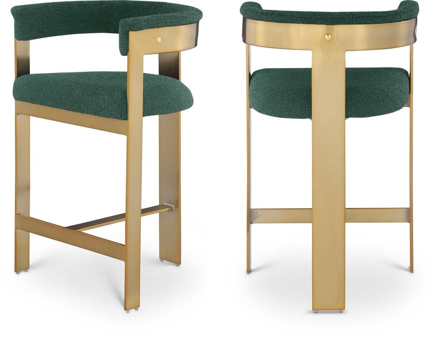 Romeo Boucle Green Fabric Bar / 2 Counter Stools