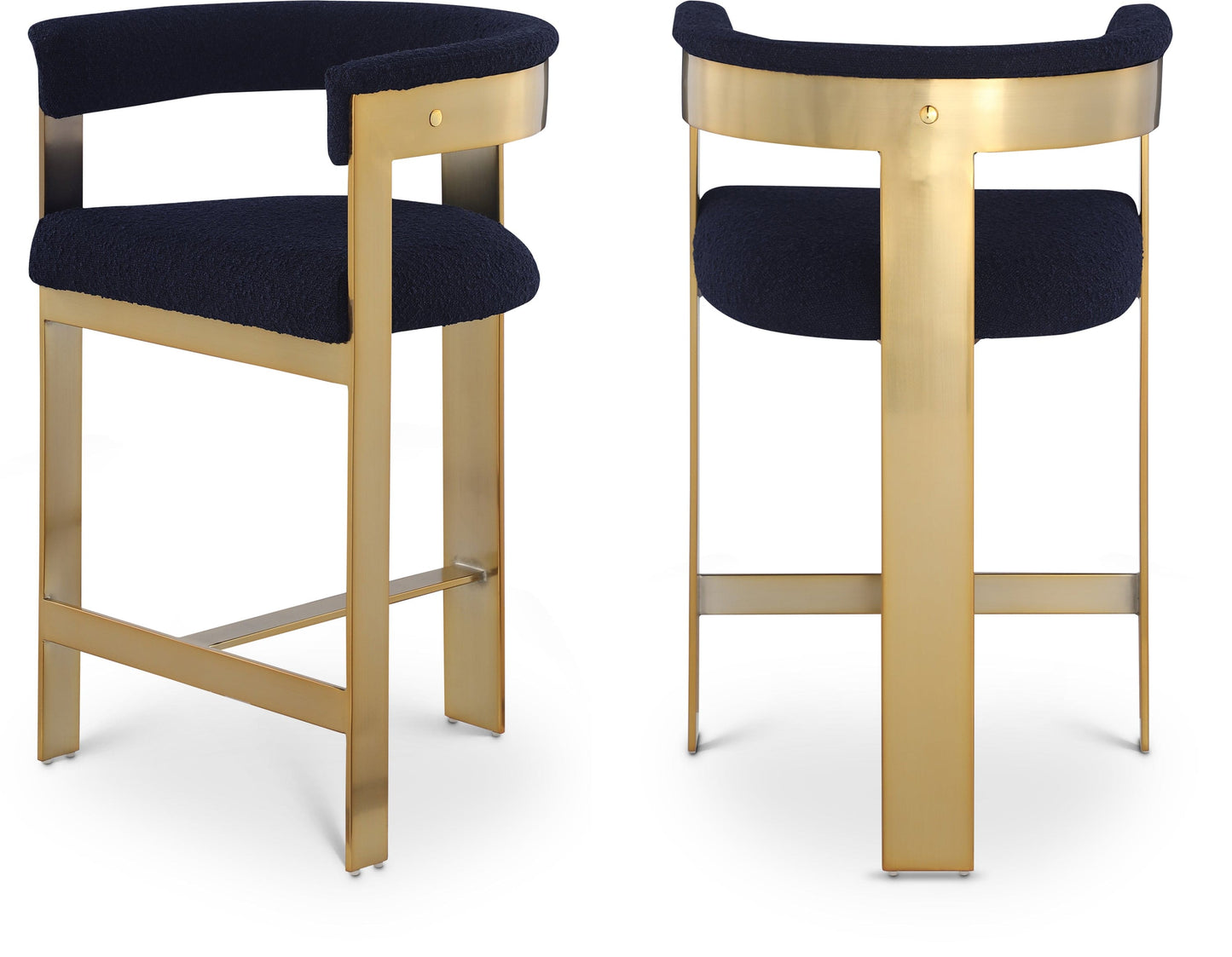 Romeo Boucle Navy Fabric Bar / 2 Counter Stools
