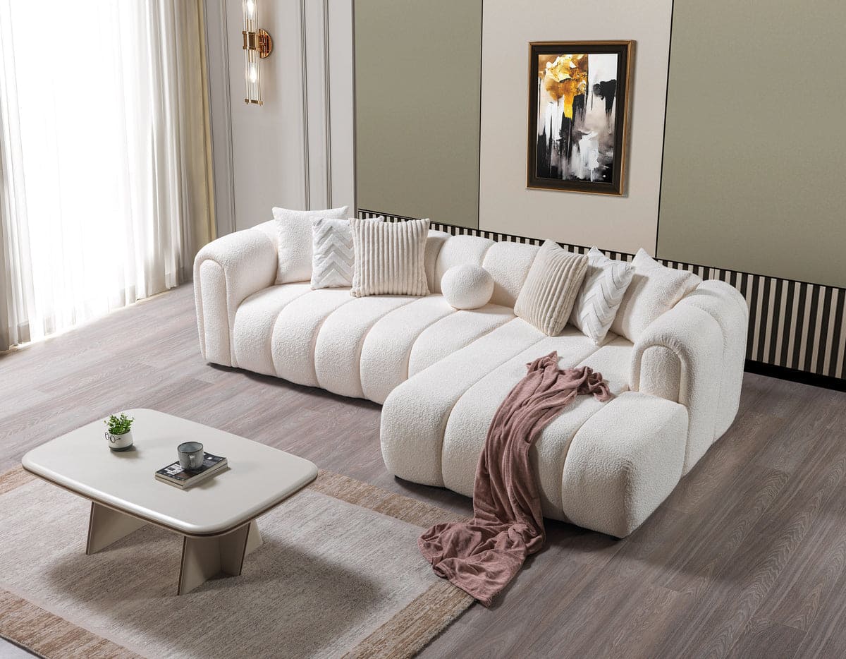 Lis Ivory Boucle RAF 115" Sectional