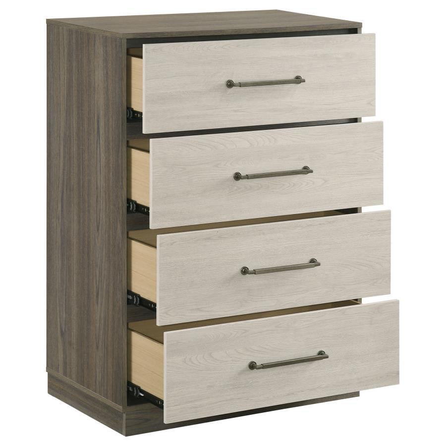 FENWICK 4-DRAWER CHEST OF DRAWERS GREY OAK