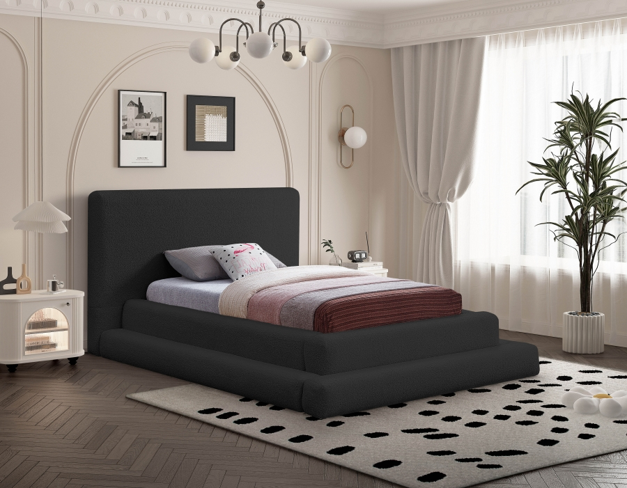 Dane Teddy Fabric Twin Bed - Black