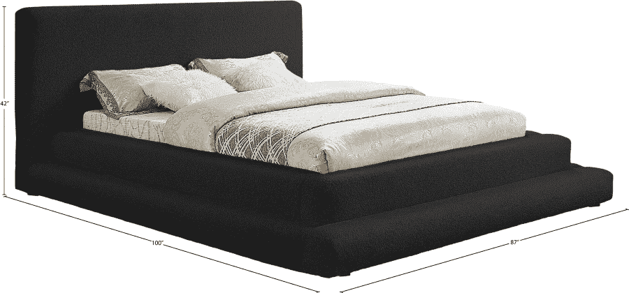 Dane Teddy Fabric Queen Bed - Black