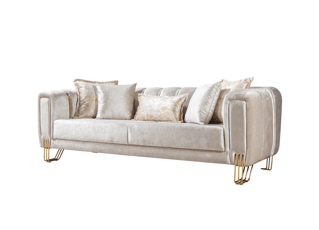 Santana Ivory Velvet Sofa 89”