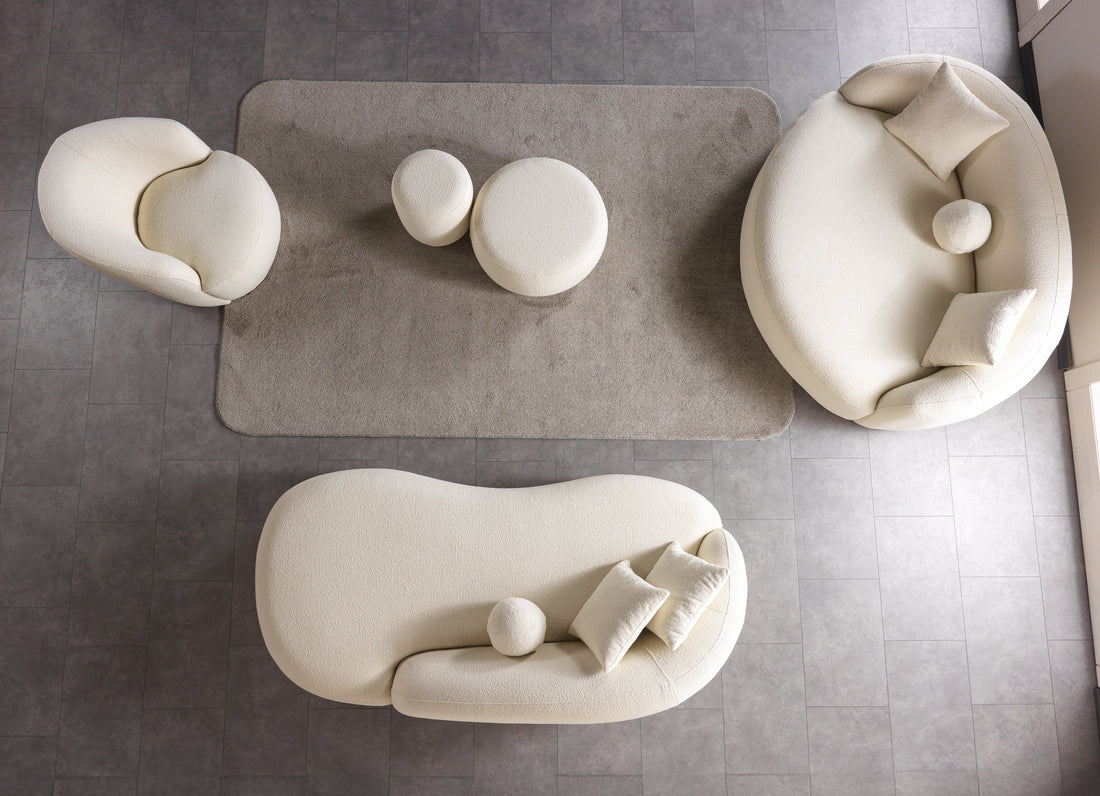 Bonita Ivory Boucle Sofa Chaise 87"