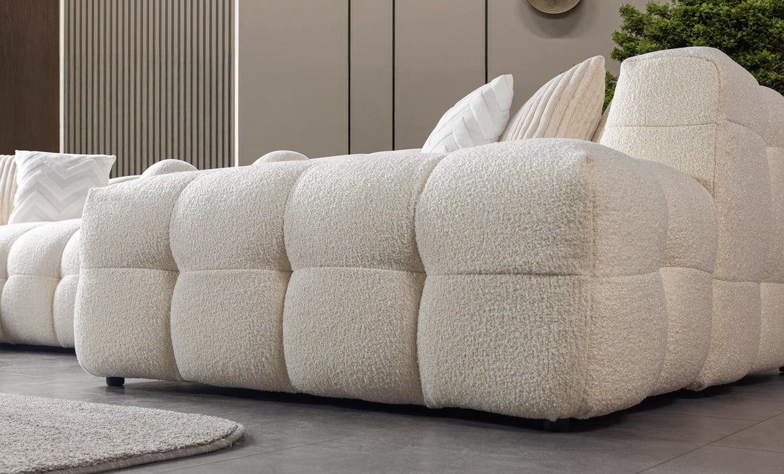 Ivy Ivory Boucle Double Chaise 146" Sectional