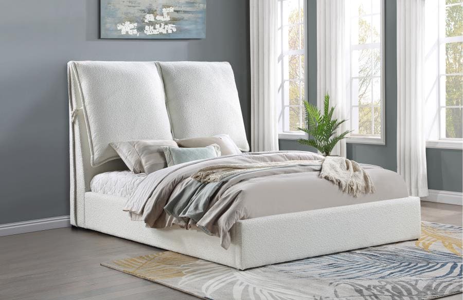 Gwendoline Upholstered Panel Bed White E KING BED