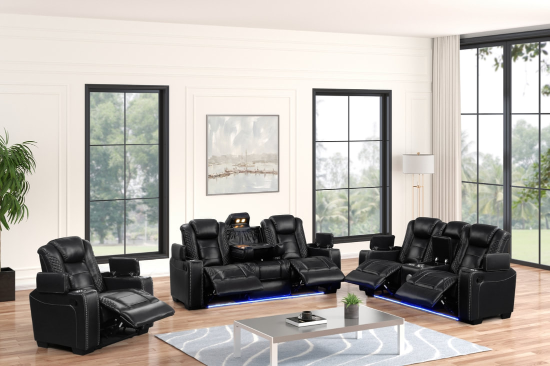 STEFANO20 3PC Reclining Set Black