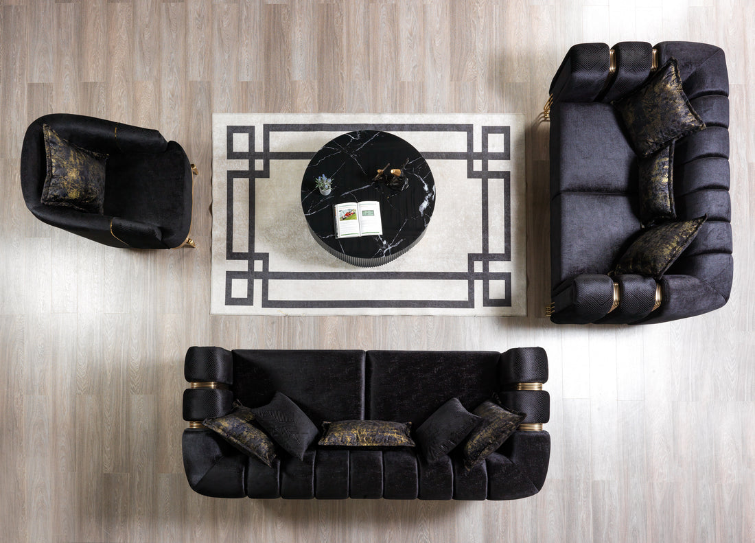 Santana Black Velvet Sofa 89”
