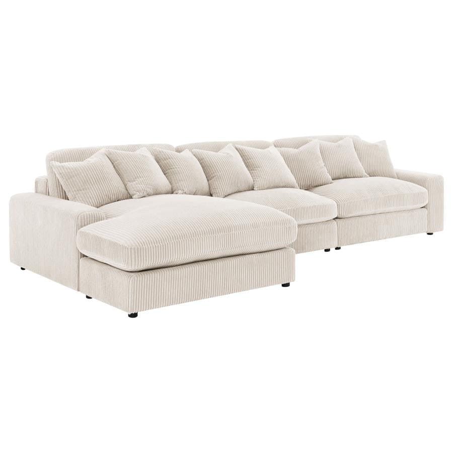 Blaine 3-Piece Upholstered Reversible Chaise Sectional Sofa sand