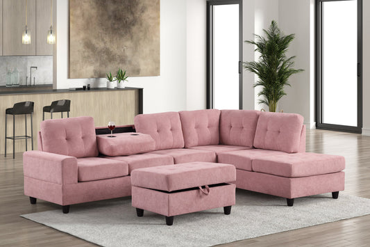 46Heights Reversible Sectional + Ottoman Pink