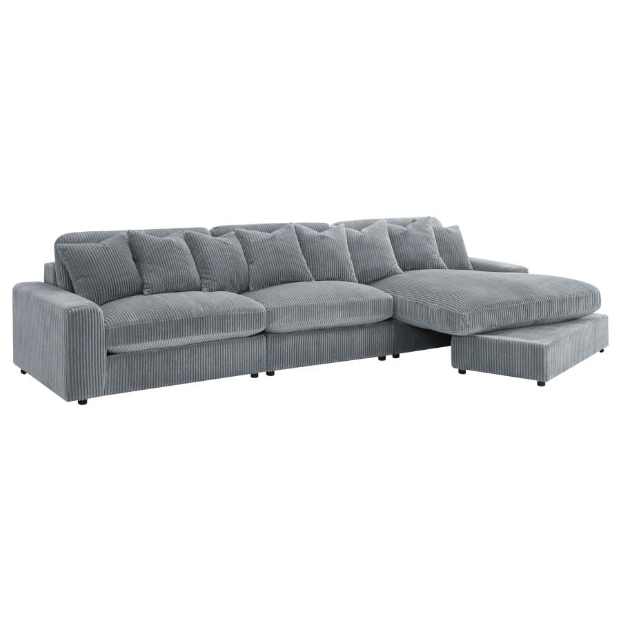 Blaine 3-Piece Upholstered Reversible Chaise Sectional Sofa Fog