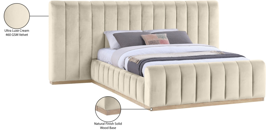 Amara Velvet Upholstered Bed Queen