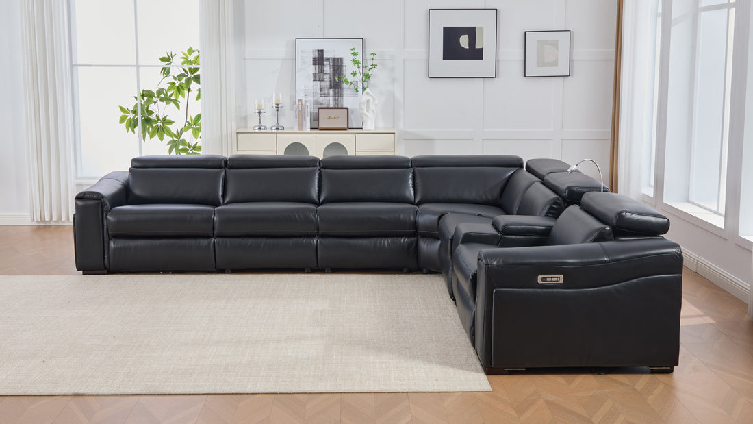 Divani Power Reclining Sectional (Black)
