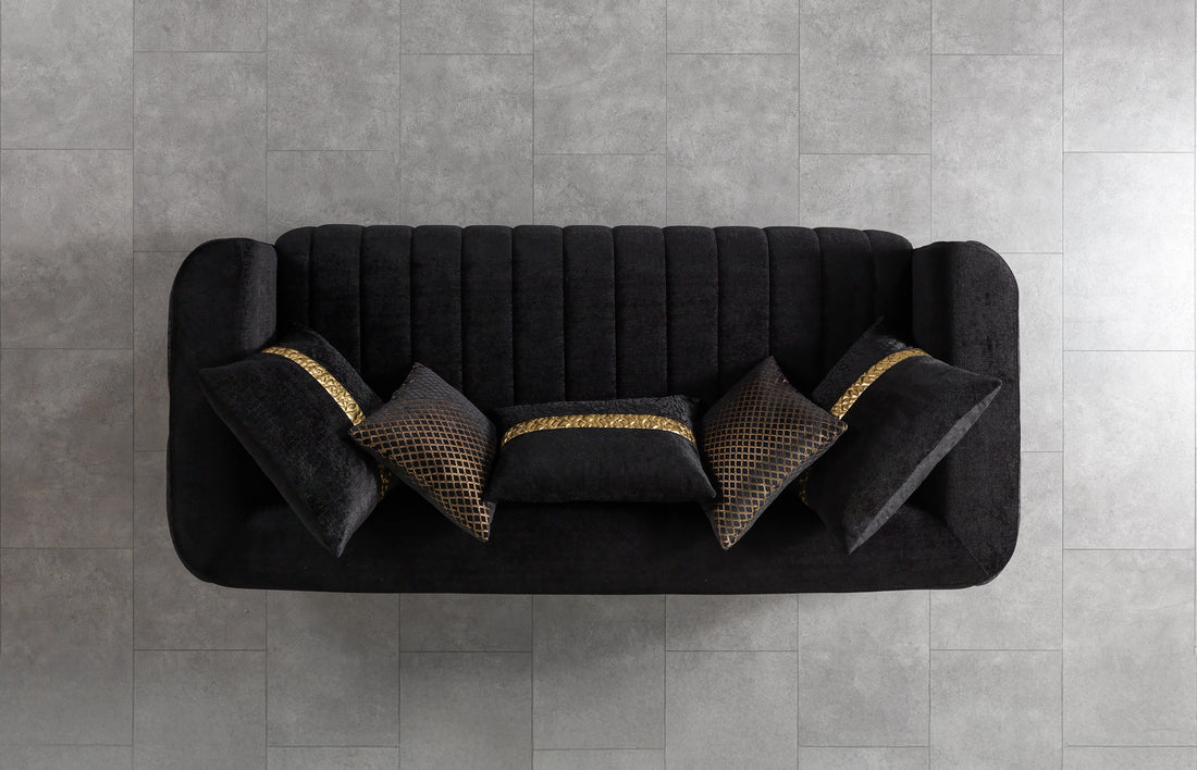 Carlina Black Velvet Sofa