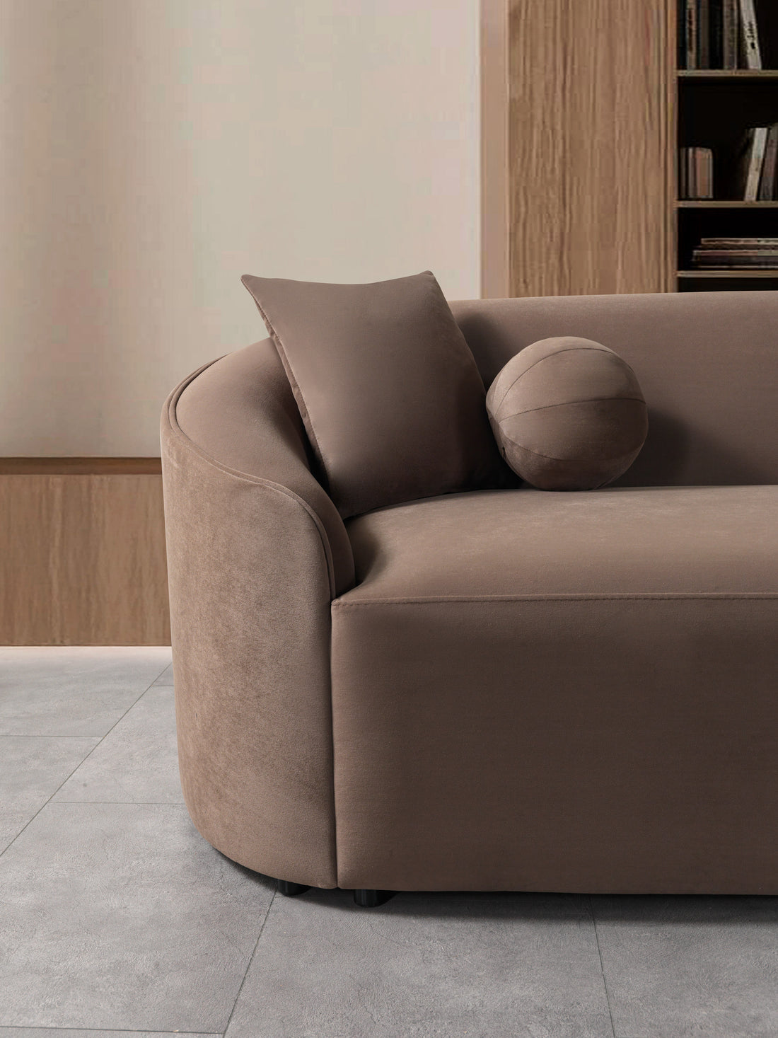 Cloe Coffee Velvet Curved 134" RAF Sectional